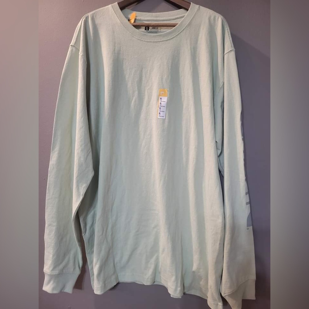 NWT Carhartt‎ Mens Soft Green Loose Fit Heavyweight Long Sleeve | Size XL Tall